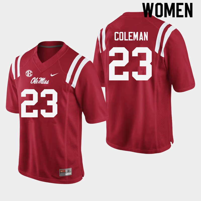 Khari Coleman Ole Miss Rebels NCAA Women's Red #23 Stitched Limited College Football Jersey KMX7758TV